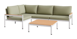 Lychee Outdoor Modular Sectional Acacia Accents Aluminum Frame Patio Lounge Set