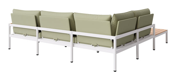 Lychee Outdoor Modular Sectional Acacia Accents Aluminum Frame Patio Lounge Set