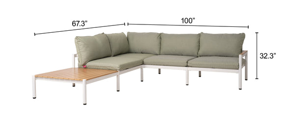 Lychee Outdoor Modular Sectional Acacia Accents Aluminum Frame Patio Lounge Set