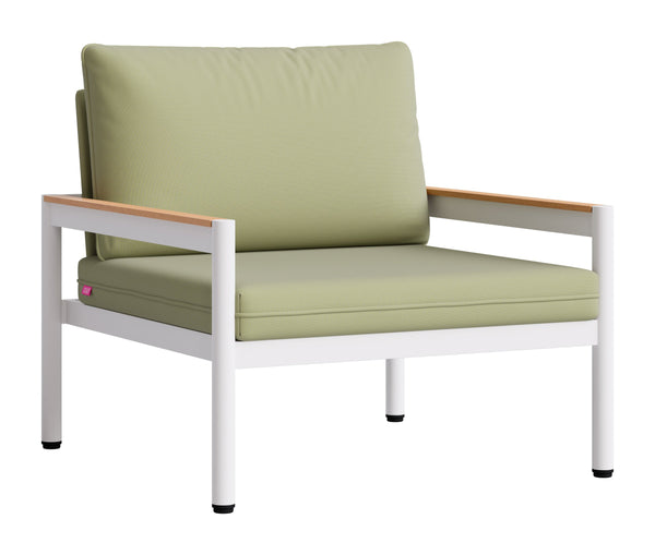 Zuo Modern Lychee Outdoor Armchair Acacia Wood Aluminum Frame Weather Resistant Patio Seat 704236