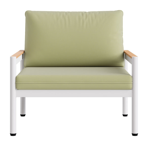 Lychee Outdoor Armchair Acacia Wood Aluminum Frame Weather Resistant Patio Seat