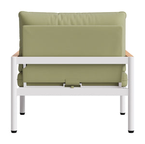 Lychee Outdoor Armchair Acacia Wood Aluminum Frame Weather Resistant Patio Seat