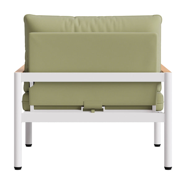 Lychee Outdoor Armchair Acacia Wood Aluminum Frame Weather Resistant Patio Seat