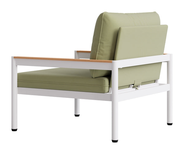 Lychee Outdoor Armchair Acacia Wood Aluminum Frame Weather Resistant Patio Seat
