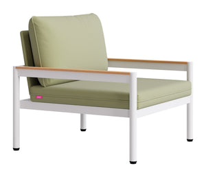 Lychee Outdoor Armchair Acacia Wood Aluminum Frame Weather Resistant Patio Seat