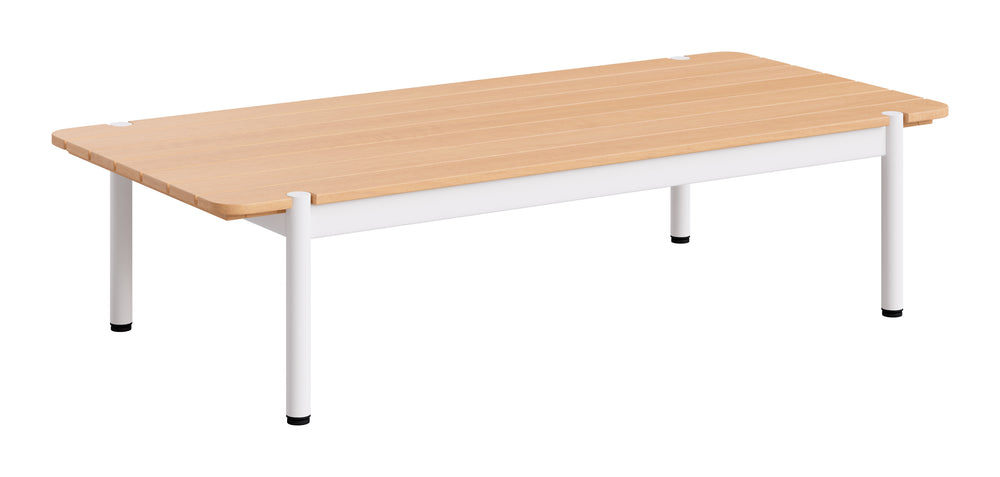 Zuo Modern Lychee Acacia Wood Top Outdoor Coffee Table with Aluminum Frame Glam Deco Style 704238