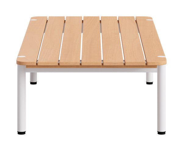 Lychee Acacia Wood Top Outdoor Coffee Table with Aluminum Frame Glam Deco Style