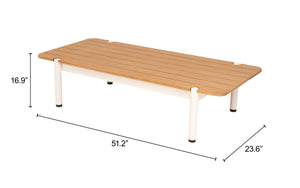Lychee Acacia Wood Top Outdoor Coffee Table with Aluminum Frame Glam Deco Style