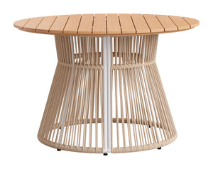 Toge Outdoor Round Acacia Wood Dining Table Seats 4 Modern Glam Patio Design