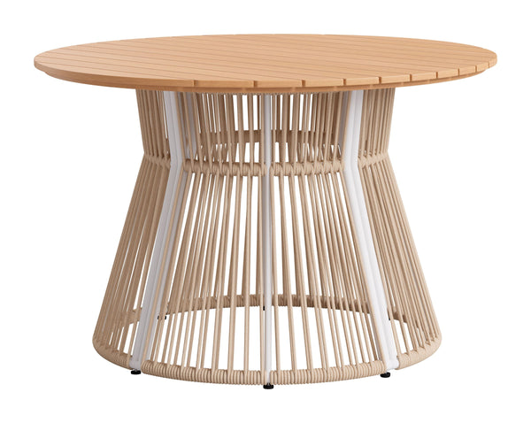 Toge Outdoor Round Acacia Wood Dining Table Seats 4 Modern Glam Patio Design