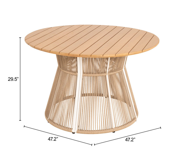 Toge Outdoor Round Acacia Wood Dining Table Seats 4 Modern Glam Patio Design