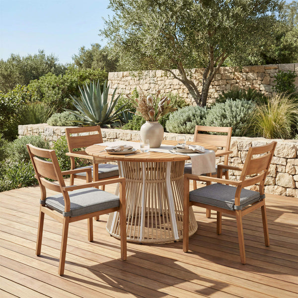 Toge Outdoor Round Acacia Wood Dining Table Seats 4 Modern Glam Patio Design