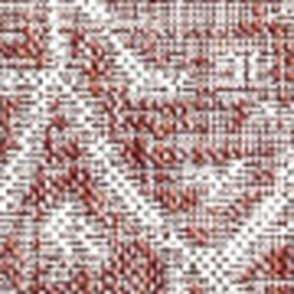 HomeRoots 8' Red and Taupe Geometric Medallion Area Rug – Stylish Indoor/Outdoor Accent for Modern Spaces 704239