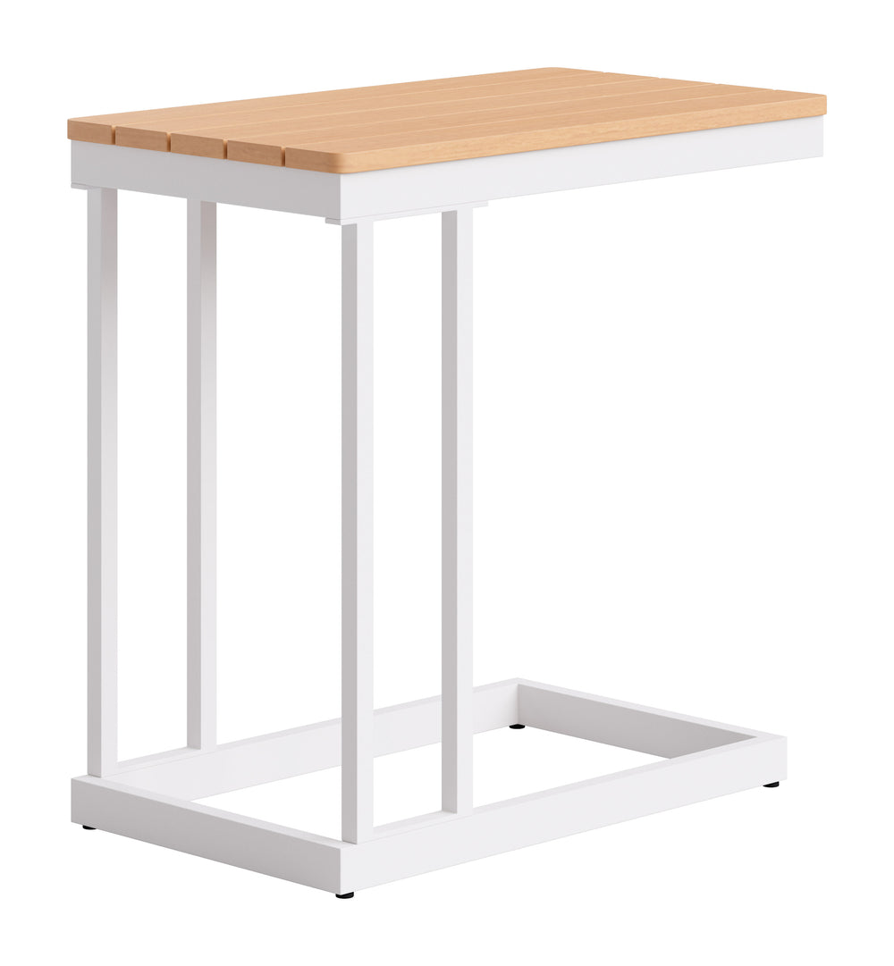 Zuo Modern Tamaru Acacia Wood Outdoor Side Table with Aluminum Frame for Patio or Living Room 704240