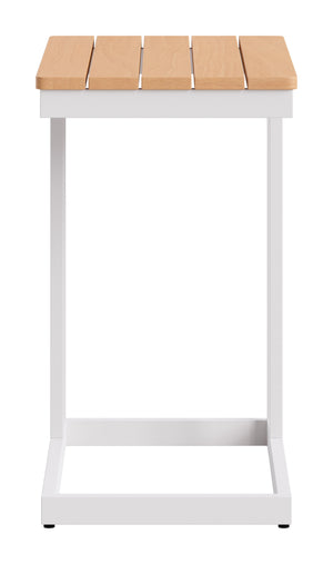 Tamaru Acacia Wood Outdoor Side Table with Aluminum Frame for Patio or Living Room