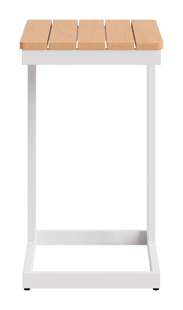 Tamaru Acacia Wood Outdoor Side Table with Aluminum Frame for Patio or Living Room