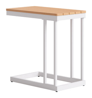 Tamaru Acacia Wood Outdoor Side Table with Aluminum Frame for Patio or Living Room