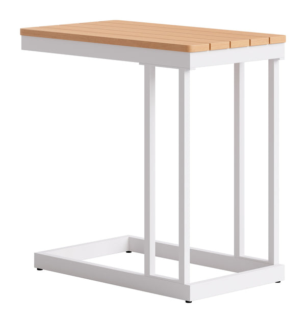 Tamaru Acacia Wood Outdoor Side Table with Aluminum Frame for Patio or Living Room