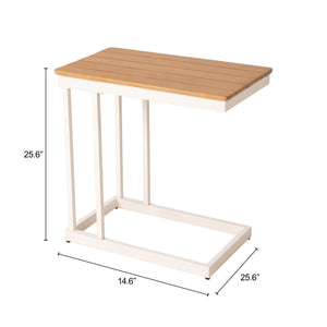 Tamaru Acacia Wood Outdoor Side Table with Aluminum Frame for Patio or Living Room