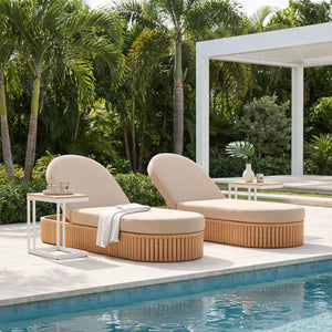 Tamaru Acacia Wood Outdoor Side Table with Aluminum Frame for Patio or Living Room