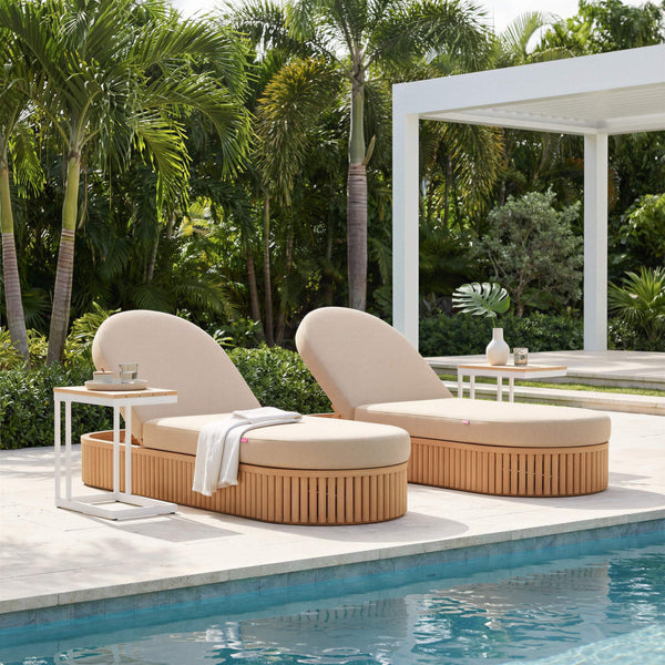 Tamaru Acacia Wood Outdoor Side Table with Aluminum Frame for Patio or Living Room