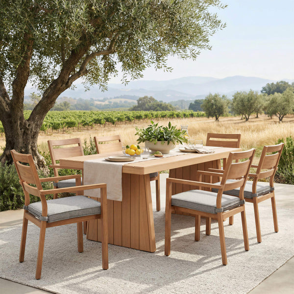 Nimone Solid Acacia Wood Rectangular Dining Table Seats 4 Modern Glam Indoor