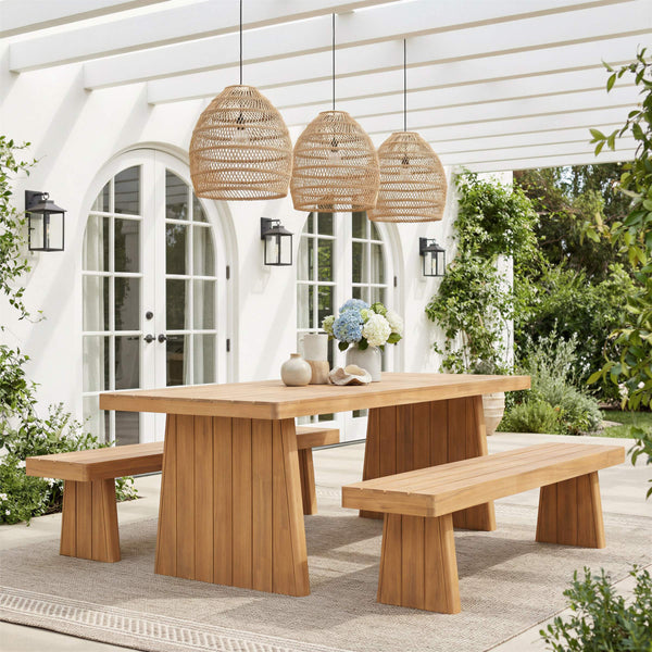 Nimone Solid Acacia Wood Rectangular Dining Table Seats 4 Modern Glam Indoor