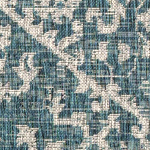 HomeRoots 10' Teal Blue & Gray Medallion Area Rug - Stylish Indoor/Outdoor Durable Design for High-Traffic Spaces 704242