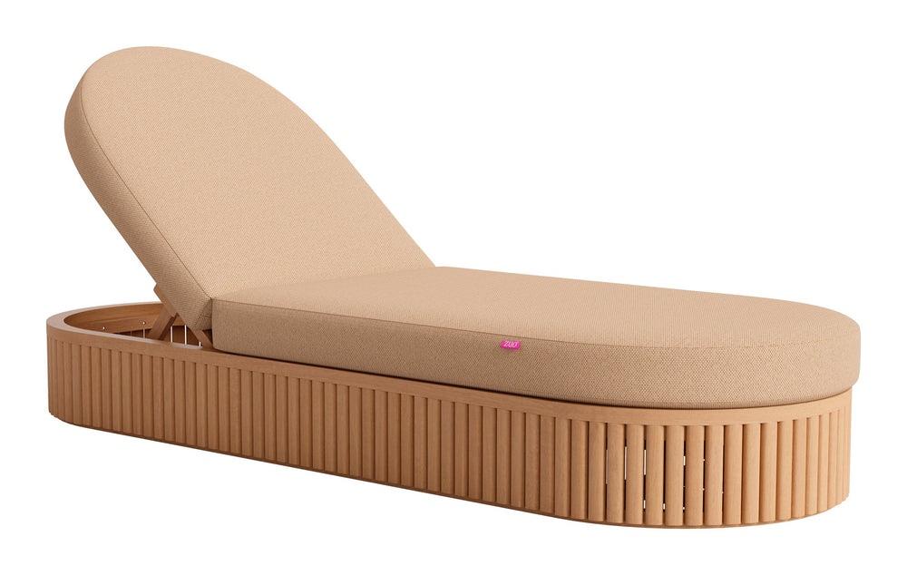 Zuo Modern Sakina Outdoor Chaise Lounge Acacia Wood Frame Olefin Fabric Glam Deco Style 704243