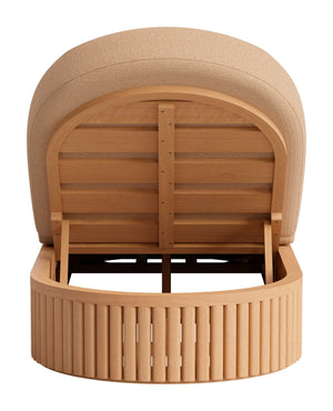 Sakina Outdoor Chaise Lounge Acacia Wood Frame Olefin Fabric Glam Deco Style