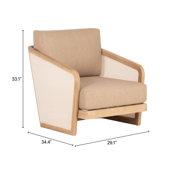 Sakina Acacia Wood Lounge Chair Deco Modern Style with Olefin Cushions for Outdoor Use
