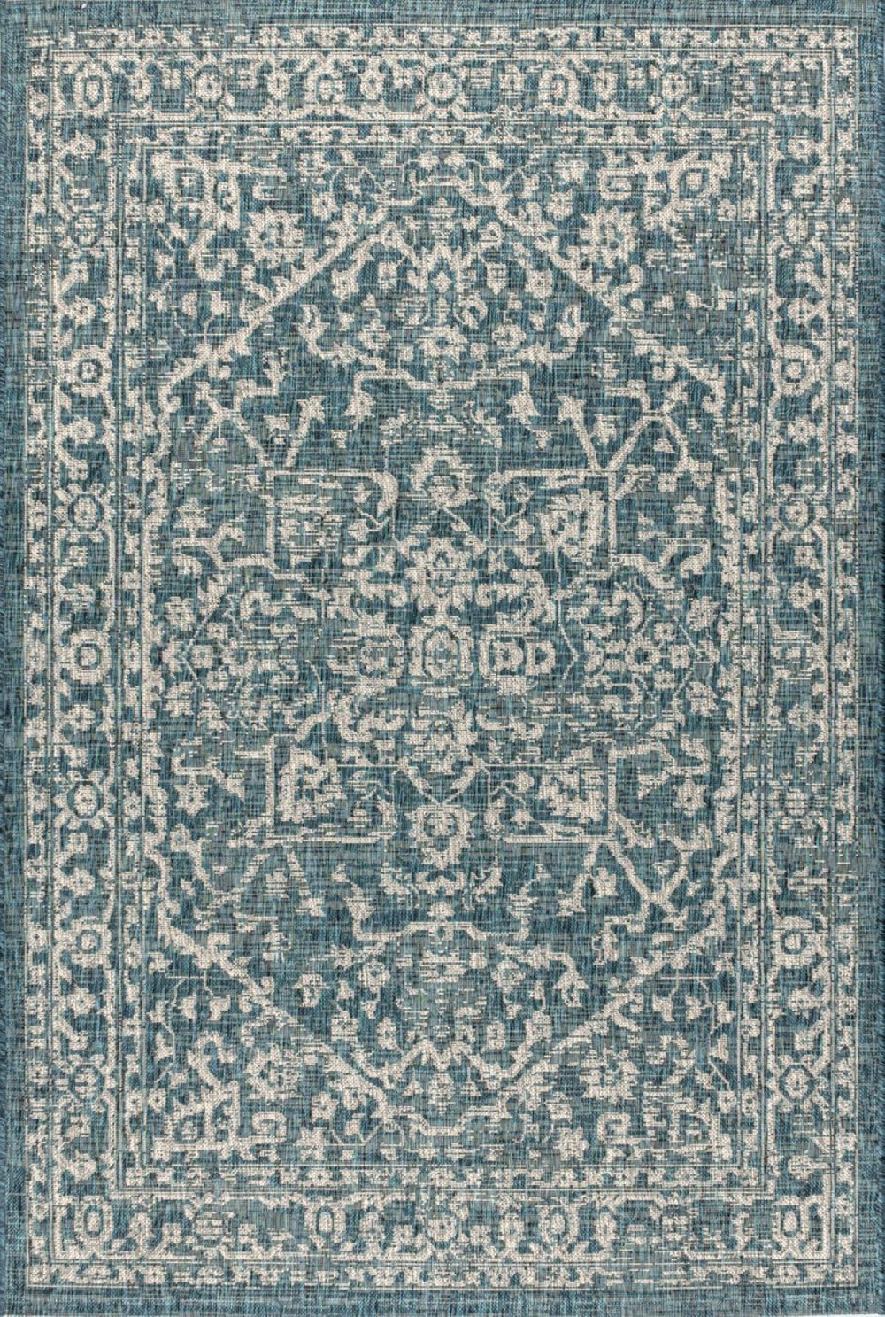HomeRoots 6' Teal Blue and Gray Medallion Area Rug – Versatile Indoor/Outdoor Style for Any Space, 6' x 9' 704244