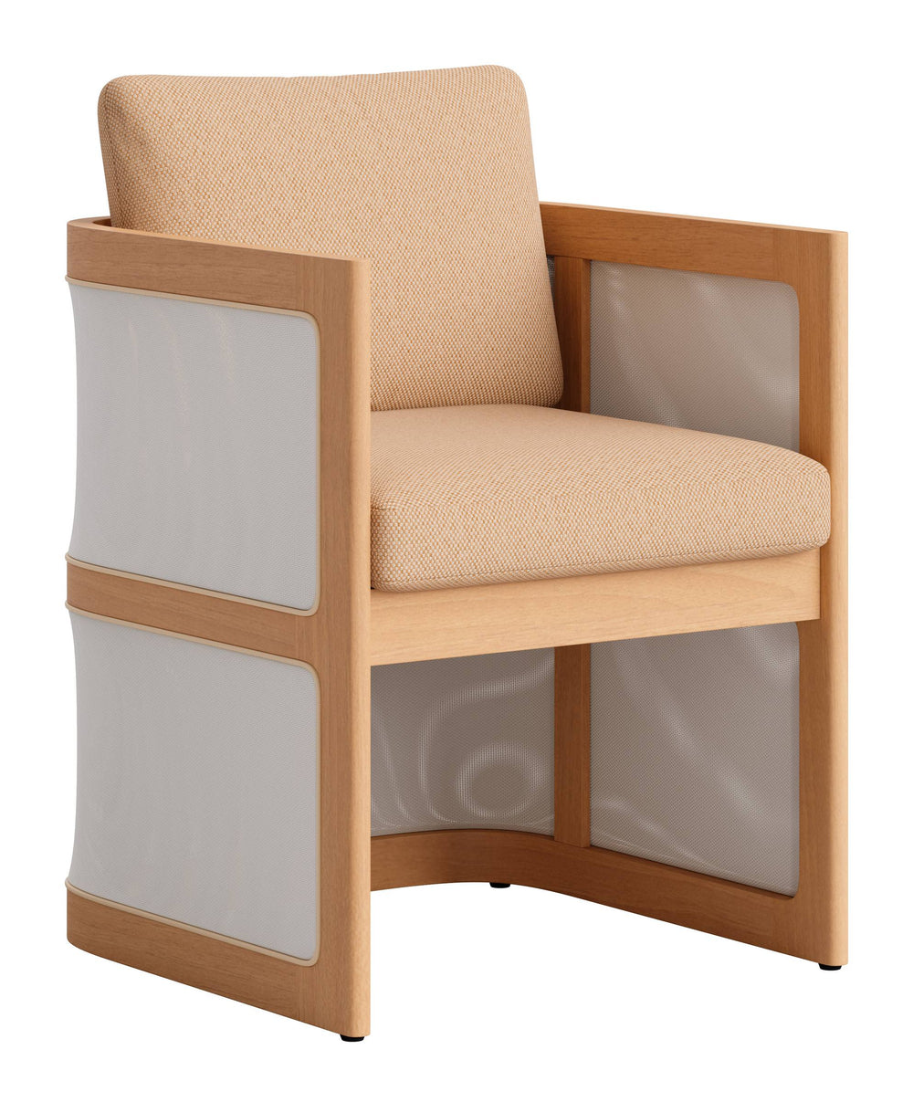 Zuo Modern Nue Acacia Wood Dining Chair Olefin Cushion Glam Style for Patio or Indoors 704245