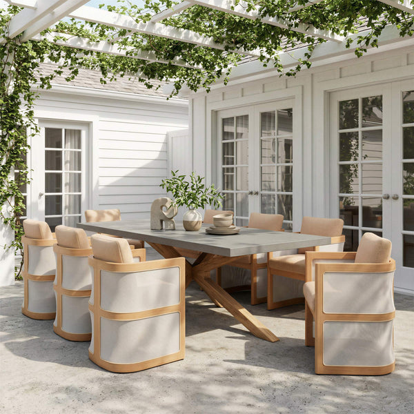 Nue Acacia Wood Dining Chair Olefin Cushion Glam Style for Patio or Indoors