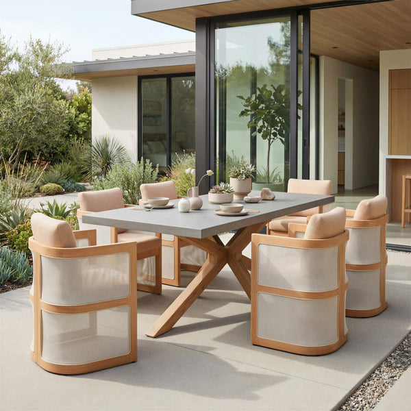 Nue Acacia Wood Dining Chair Olefin Cushion Glam Style for Patio or Indoors