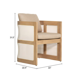 Nue Acacia Wood Dining Chair Olefin Cushion Glam Style for Patio or Indoors