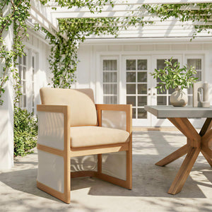 Nue Acacia Wood Dining Chair Olefin Cushion Glam Style for Patio or Indoors