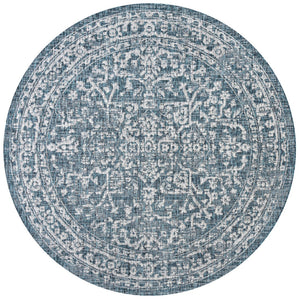 HomeRoots 6' Teal Blue and Gray Round Medallion Area Rug - Durable Indoor/Outdoor Accent for Stylish Spaces 704245