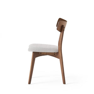 English Elm Mid-century Rubberwood Dining Chairs with Walnut Finish and Beige Upholstered Seat Set N768P379795L
