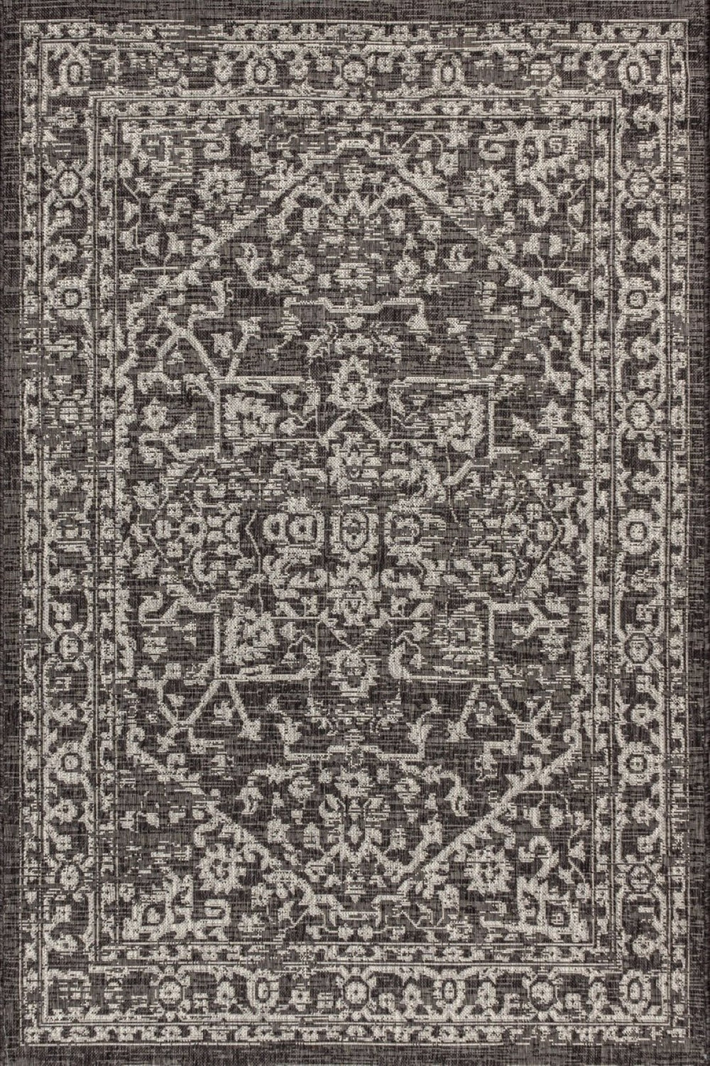 HomeRoots 6' X 9' Black And Gray Medallion Area Rug - Durable, Stylish Design for Indoor & Outdoor Spaces 704256