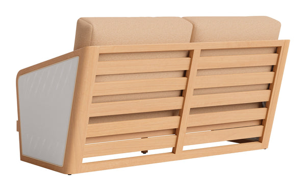 Sakina Outdoor Loveseat Acacia Wood Frame Olefin Cushions Deco Modern Patio Sofa