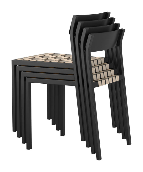 Draco Stackable Outdoor Dining Chairs Set of 2 Aluminum Frame Glam Modern