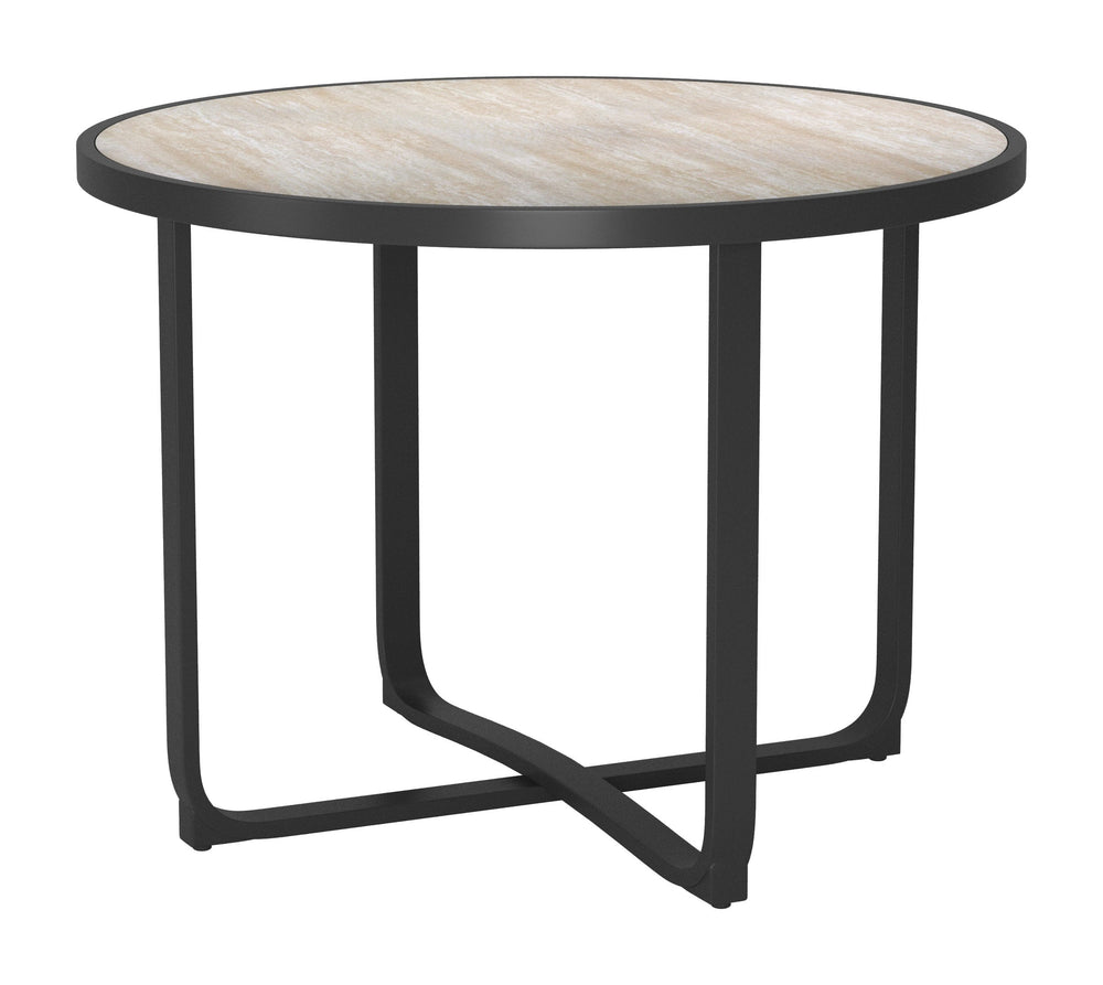 Zuo Modern Noctan Round Outdoor Dining Table Tempered Glass Top Powder Coated Aluminum Frame 704262