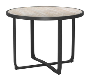 Zuo Modern Noctan Round Outdoor Dining Table Tempered Glass Top Powder Coated Aluminum Frame 704262