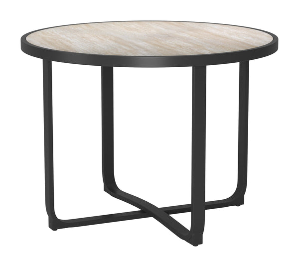 Zuo Modern Noctan Round Outdoor Dining Table Tempered Glass Top Powder Coated Aluminum Frame 704262