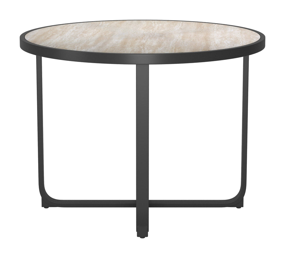 Zuo Modern Noctan Round Outdoor Dining Table Tempered Glass Top Powder Coated Aluminum Frame 704262