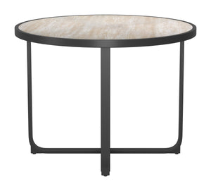 Noctan Round Outdoor Dining Table Tempered Glass Top Powder Coated Aluminum Frame