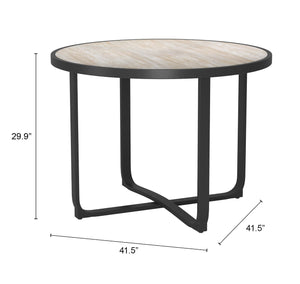 Noctan Round Outdoor Dining Table Tempered Glass Top Powder Coated Aluminum Frame