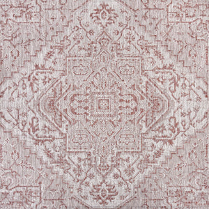 HomeRoots 9' Square Medallion Indoor Outdoor Area Rug in Bold Red and Taupe - Durable, Stylish, Easy Care! 704272