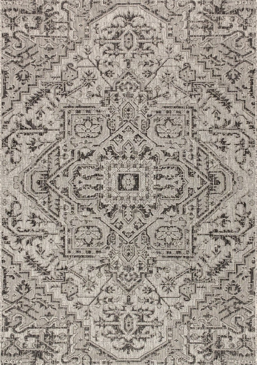 HomeRoots 6' X 9' Black and Gray Medallion Area Rug - Stylish, Weather-Resistant Design for Indoor & Outdoor Use 704286
